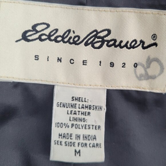 Eddie Bauer Lambskin Leather Jacket Womens Medium Black Full Zip - Picture 10 of 14